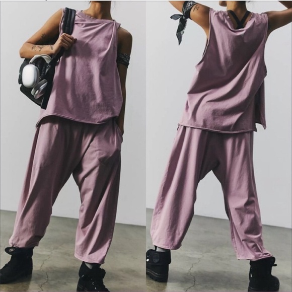 Free People Pants - Free People Hot Shot Relaxed Set With Pockets in Vanilla Fig Sz M & XS NEW